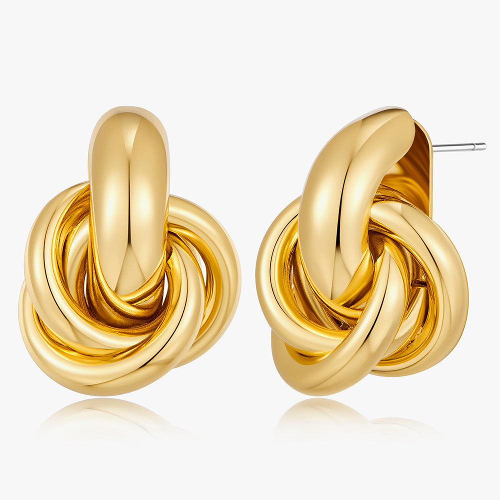 Wholesale Electroplated geometric multi circle earrings