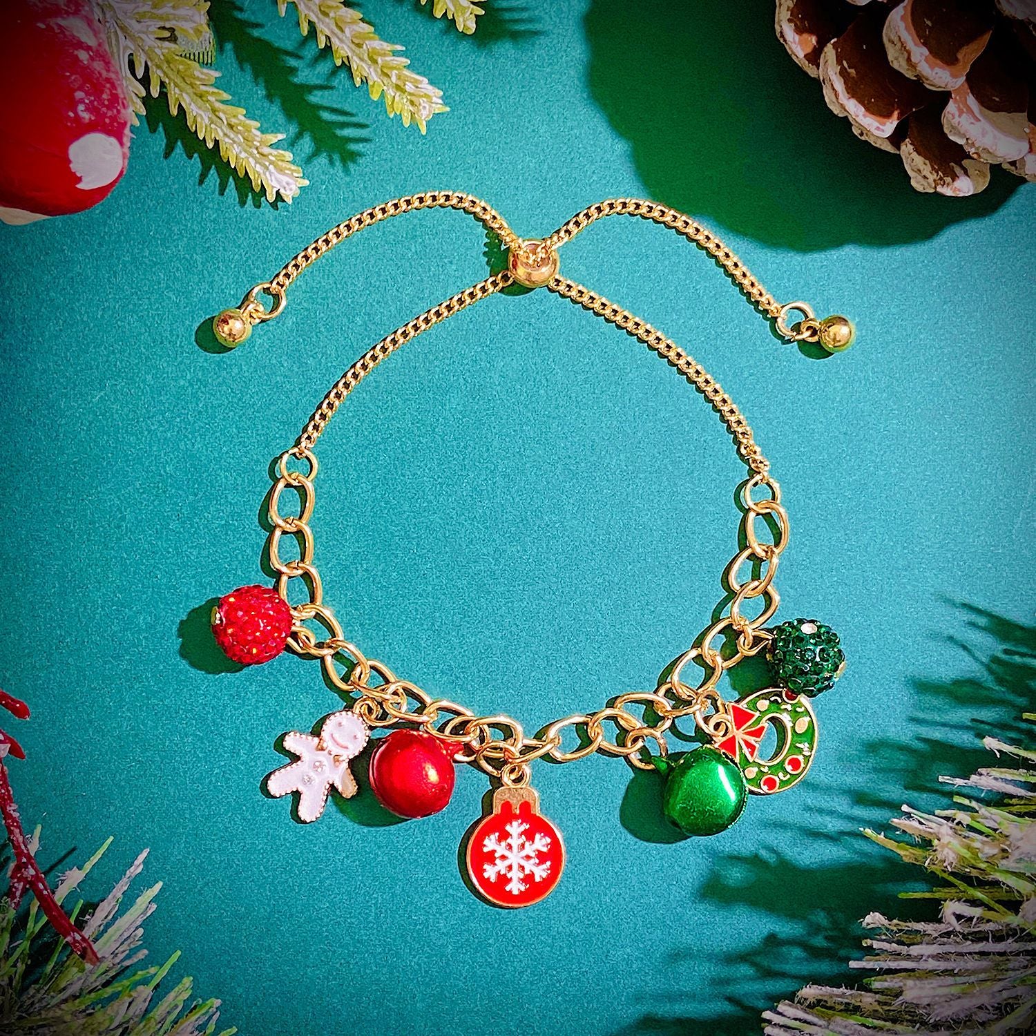 Wholesale Christmas Creative Snowflake Elk Bell Santa Claus Pull-out Alloy Bracelet