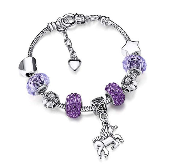 Wholesale Unicorn Heart Five-pointed Star Large Hole Bead Crystal Bracelet