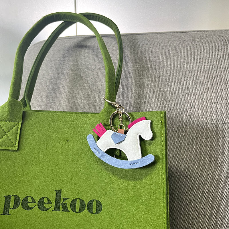 Wholesale Handmade Green Horse Bags Hanging Pieces Artificial Leather Keychains
