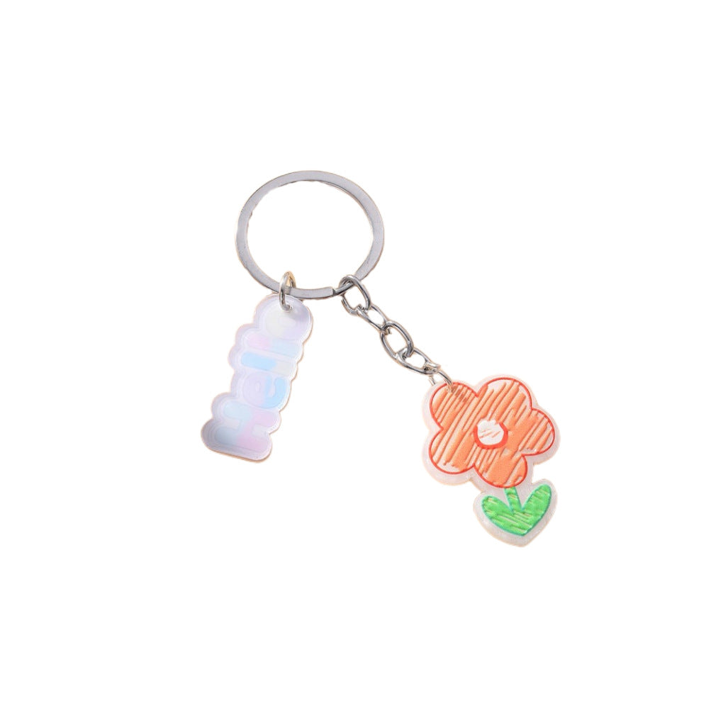 Wholesale Acrylic Orange Flower Keychain