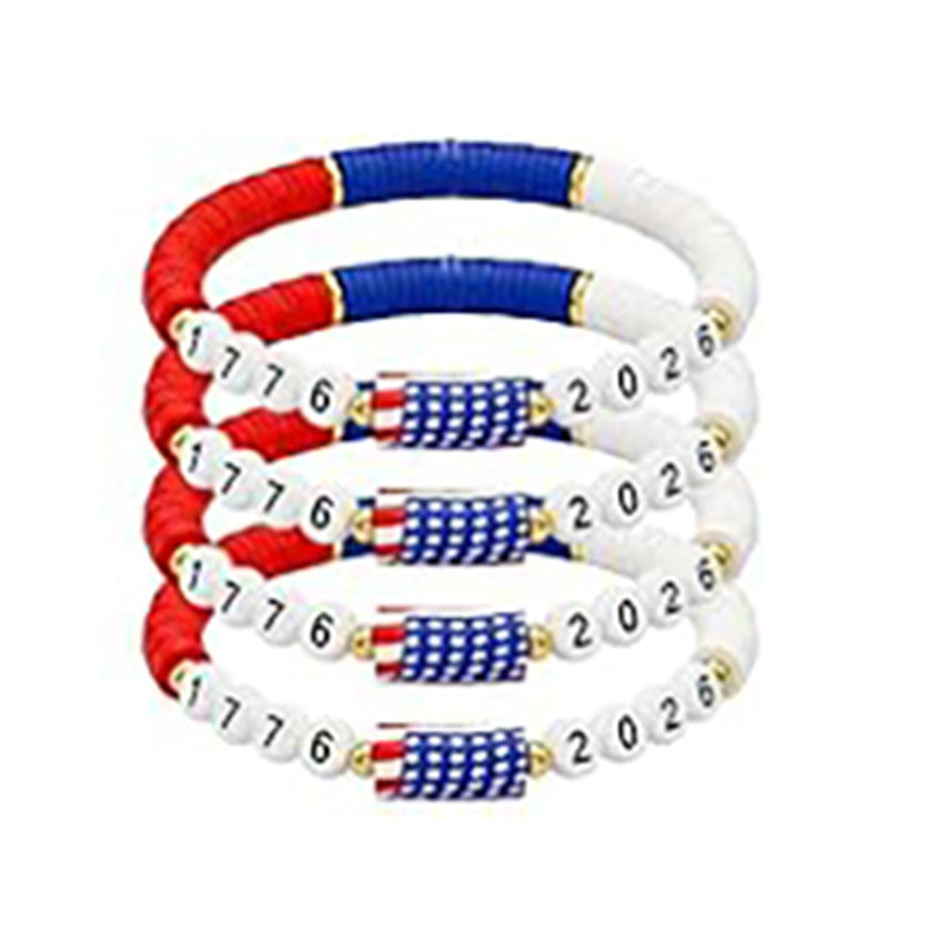 Wholesale Independence Day Surfing Style Flag Beaded Bracelet
