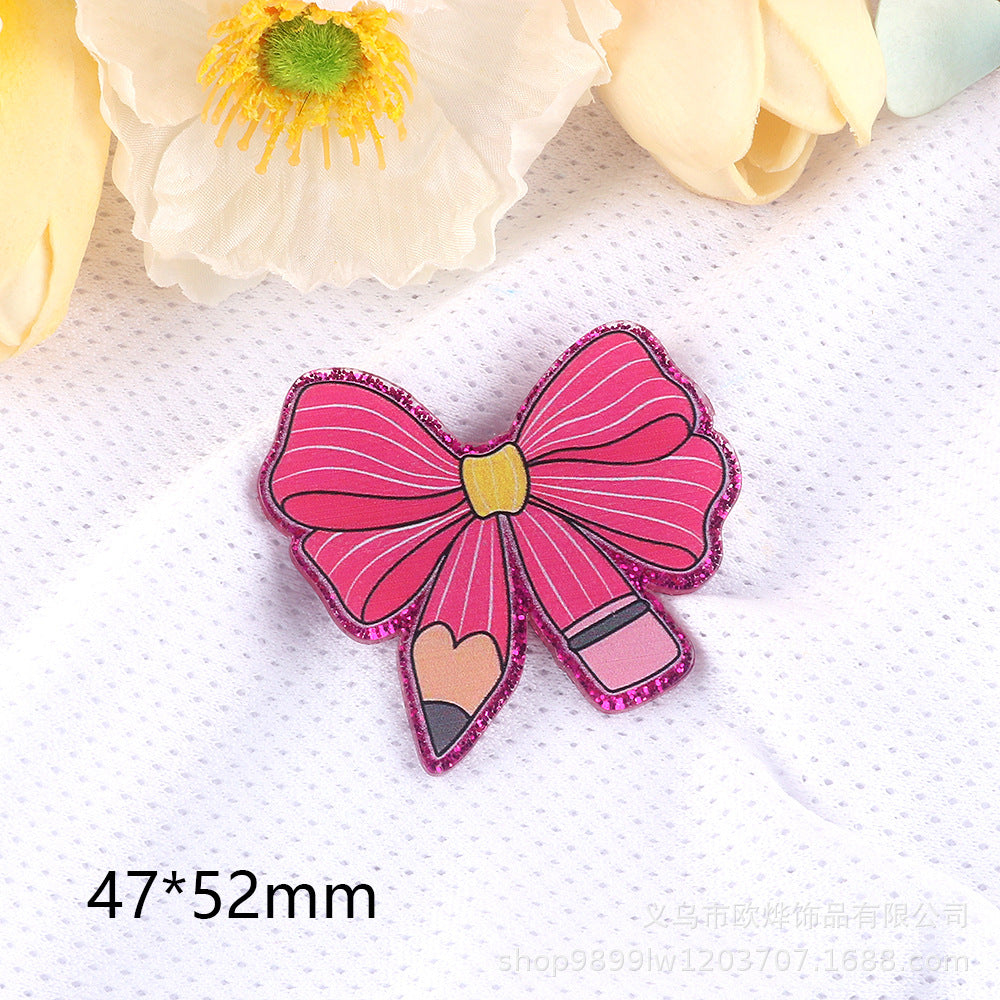Wholesale  5pcs/pack  Cartoon bow heart ornament Acrylic Flatback
