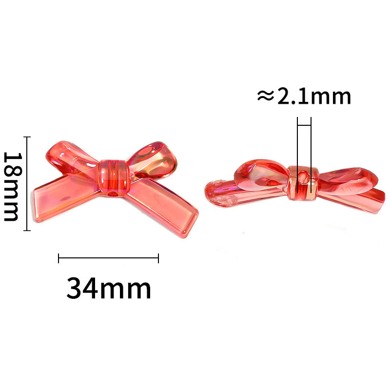 Wholesale 100pcs Acrylic Color Plated Transparent Bow Jewelry Accessories Beads