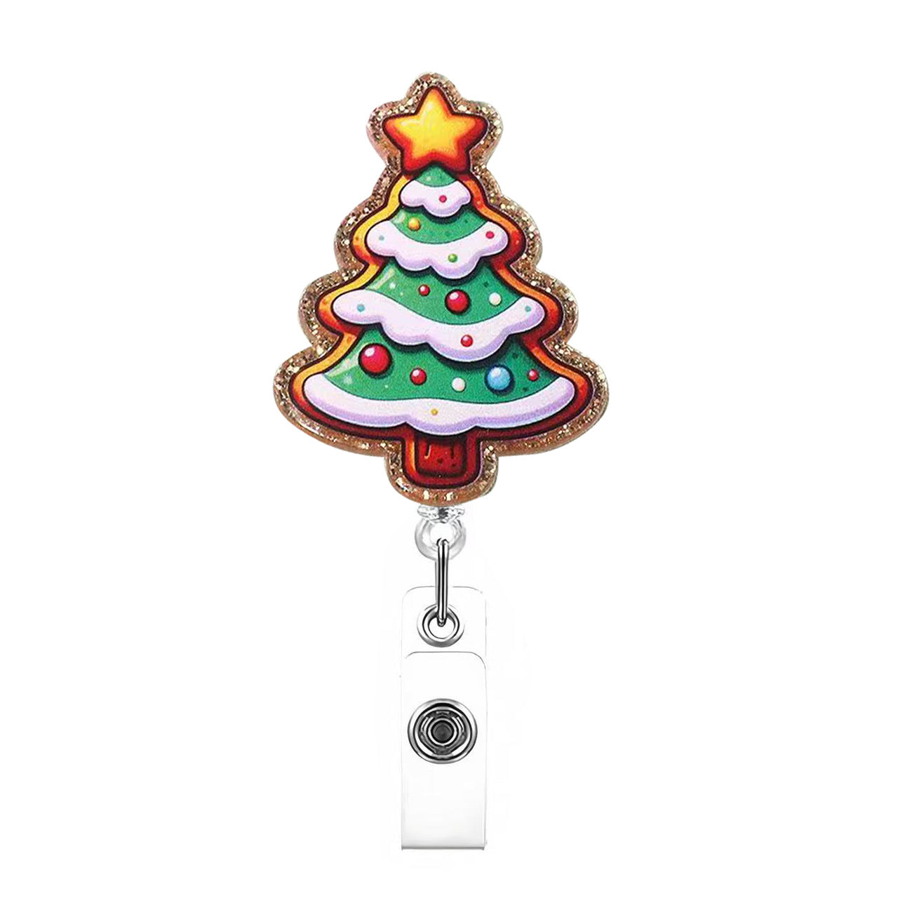 Wholesale Acrylic Christmas Cartoon Badge Clip Christmas Tree Clip Badge Reels