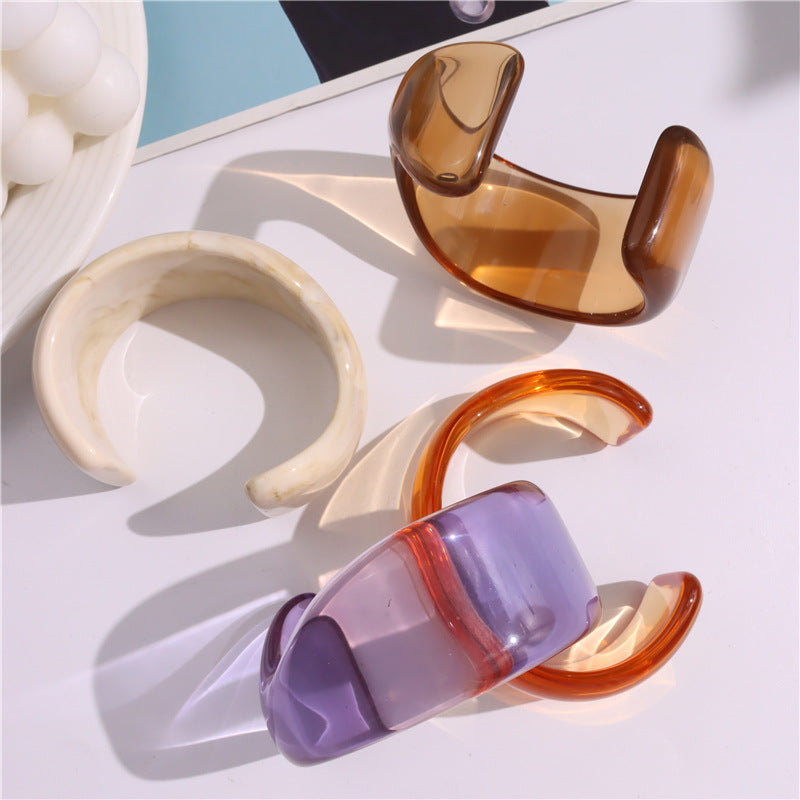Wholesale Special-Shaped Color Acrylic Bracelet Irregular Geometric Transparent Resin Bracelet