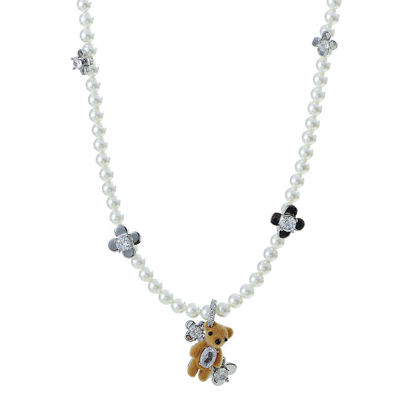 Wholesale Women' s Plant Bear Pearl Ring Set