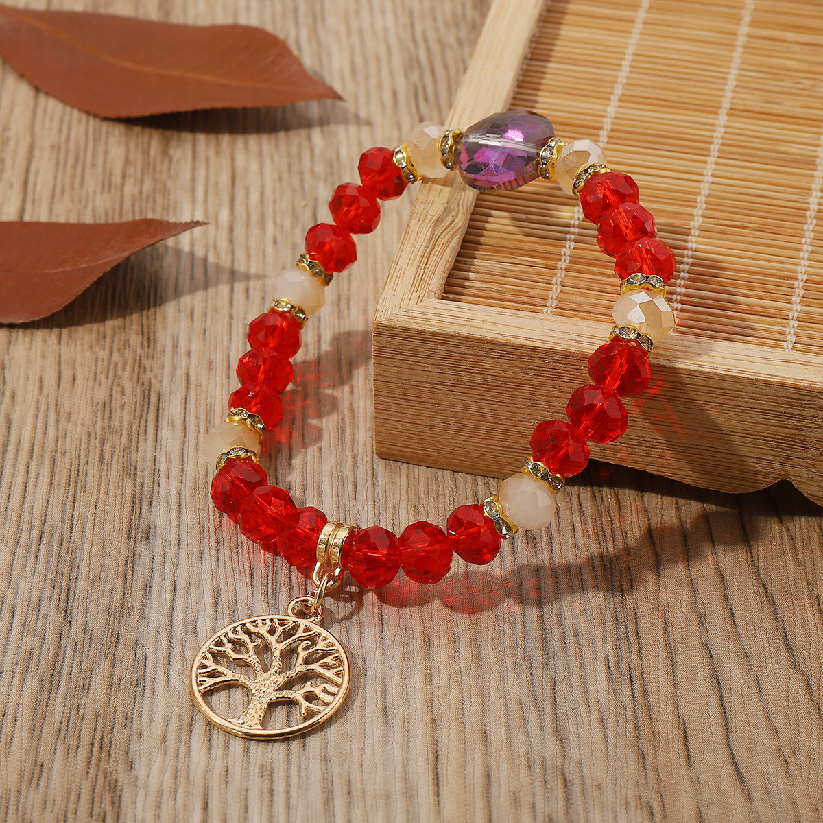 Wholesale Crystal Design Sense Tree of Life Beaded Bracelet for Birth Year
