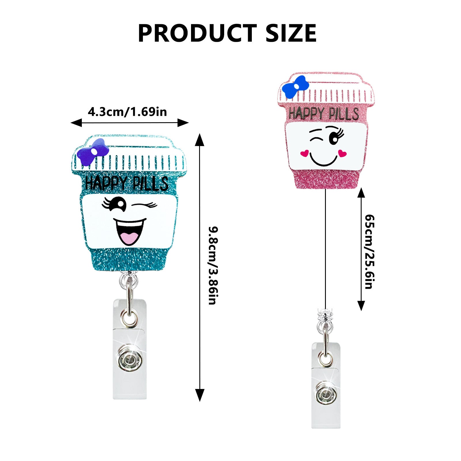 Wholesale Colorful Medicine Bottle Medical Acrylic Retractable Badge Scroll Keychain