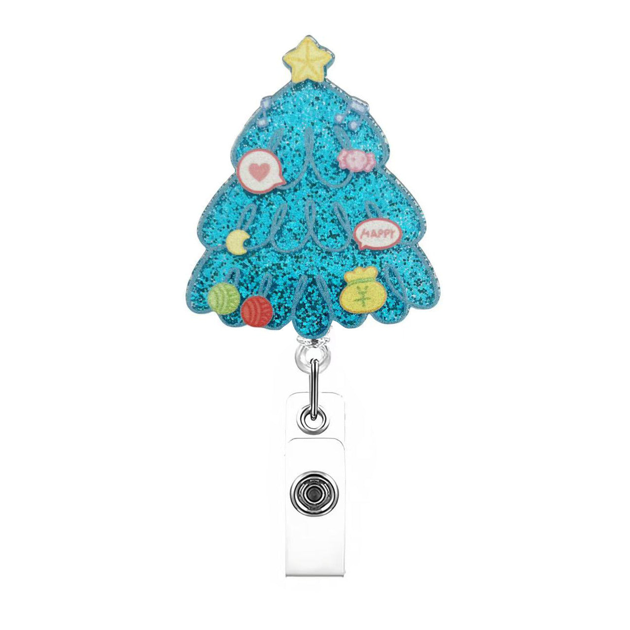 Wholesale Acrylic Christmas Cartoon Badge Clip Christmas Tree Clip Badge Reels
