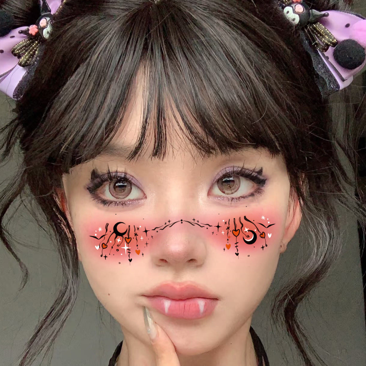 Wholesale 10pcs/pack New Halloween Makeup Face Stickers, Cute Ghost Makeup Tattoo Stickers, Photography Props Stickers, Waterproof and Sweat-Proof