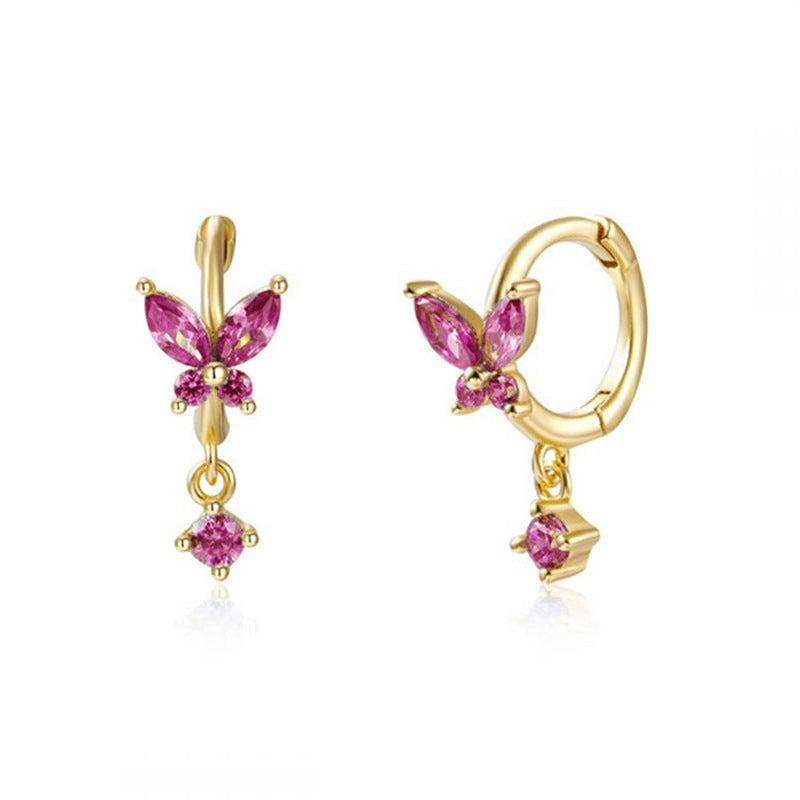 Wholesale Multicolor Zircon Rhinestone Butterfly Earrings
