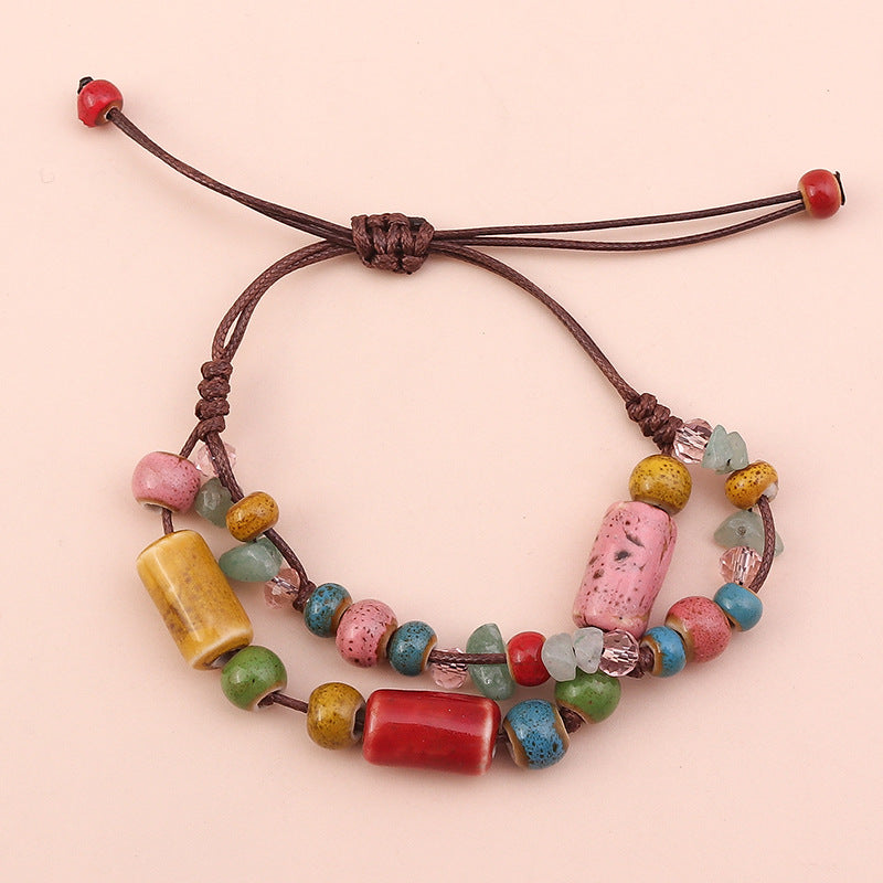 Brazalete de cuentas ajustables de cerámica al por mayor