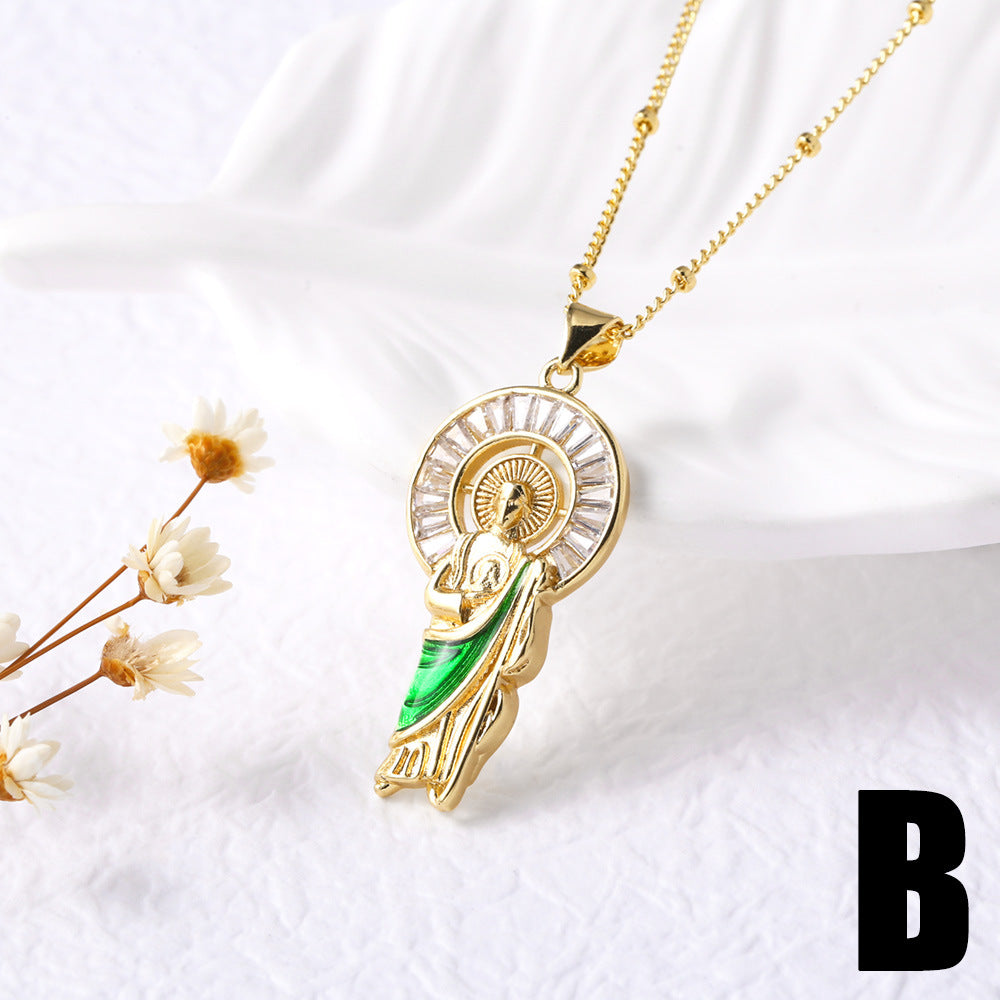 Wholesale Diamond studded portrait  heart necklace