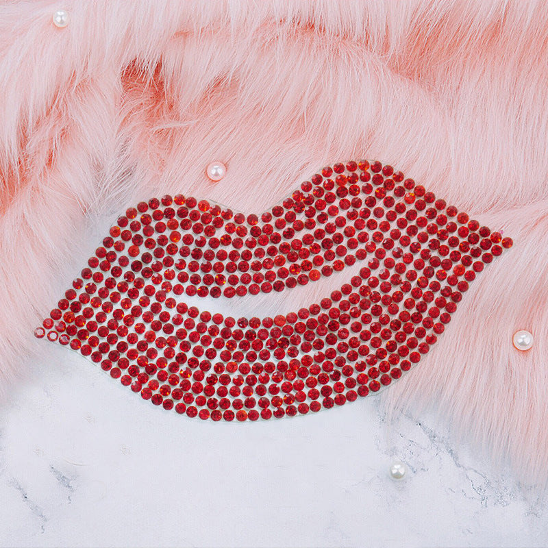 Wholesale 10pcs Water Diamond Red Lips Bear Embroidery DIY Patches