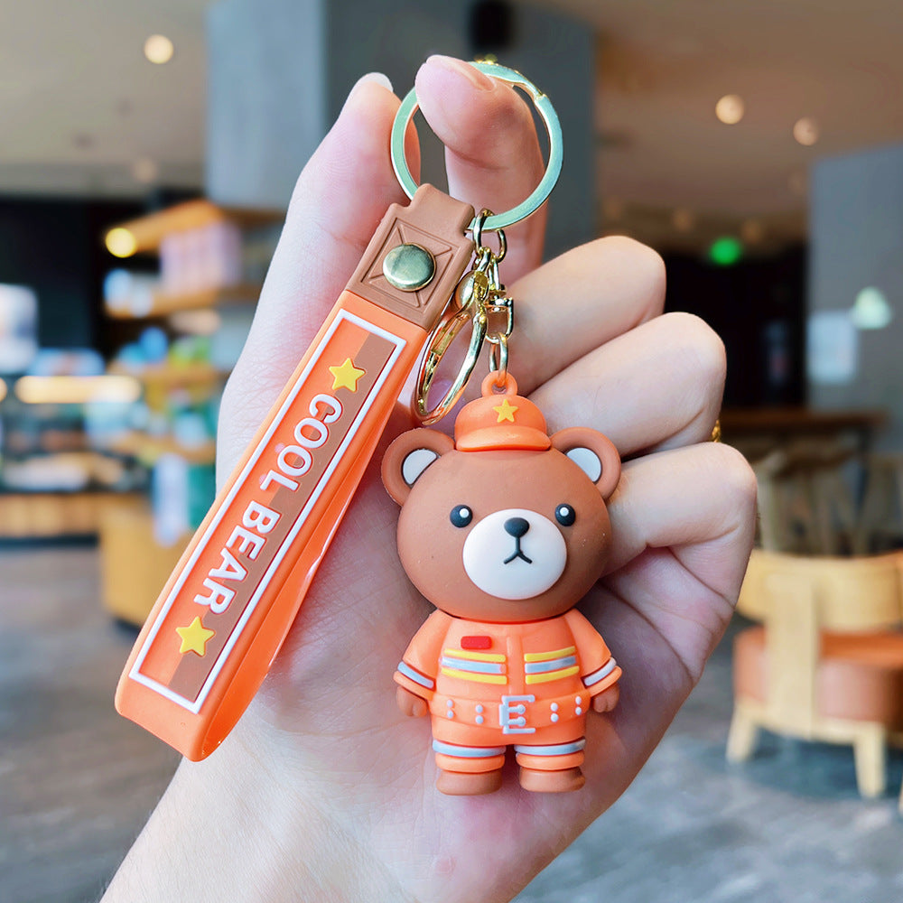 Wholesale Cartoon Bear 3D Soft Glue Keychain