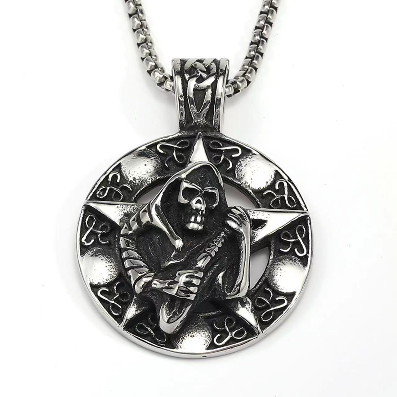 Wholesale Fashion  Hip-Hop Necklace for Men, Personalized Punk Style Steel Chain Pendan