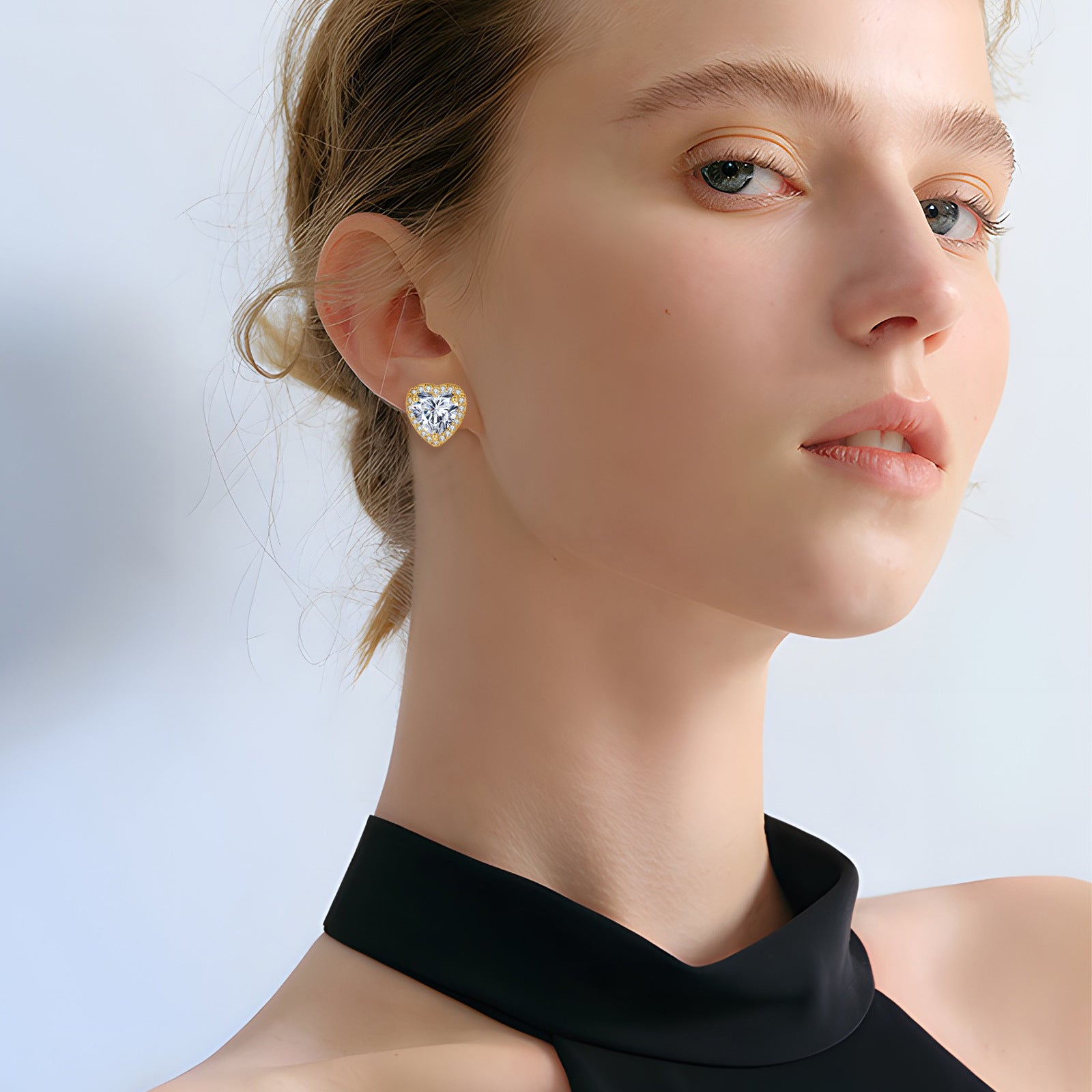 Wholesale Love zircon copper plated genuine earrings