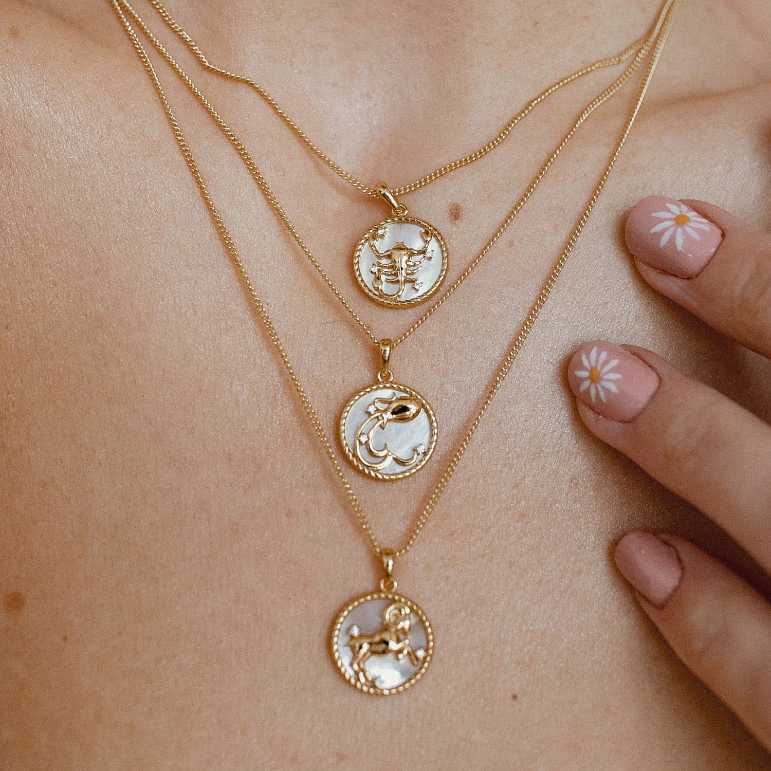 Wholesale Stylish 12 Zodiac Signs Coin Pendant Necklace Stainless Steel Gold Plated Fashion Accessory