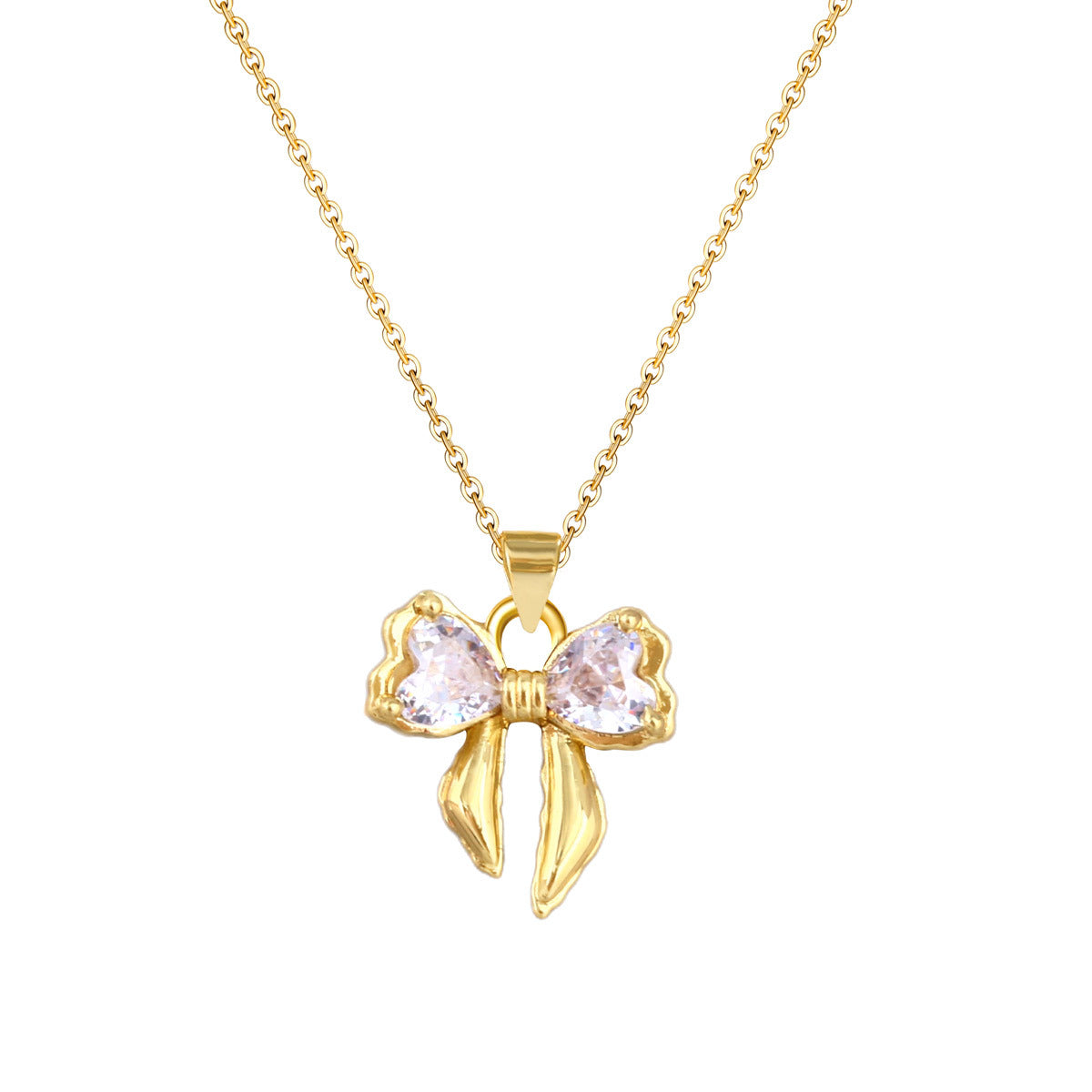 Wholesale French Retro Gold Plated Bowknot Pendant Necklace Jewelry Accessory For Resale