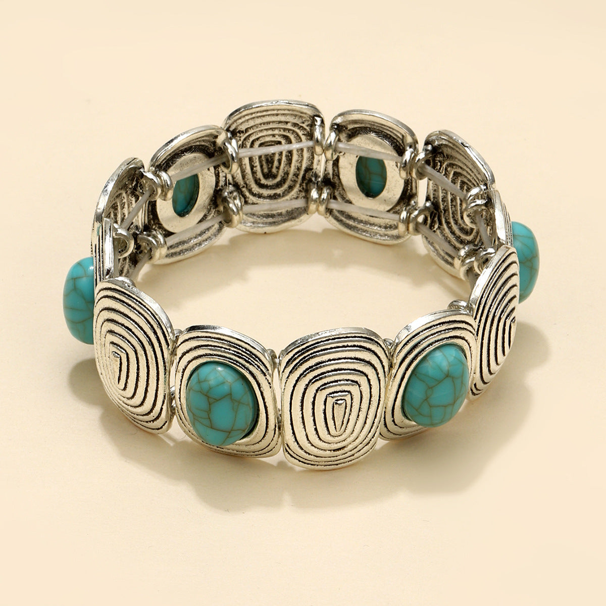Wholesale Vintage Alloy Turquoise Stretch Bracelet Bohemian Bracelet
