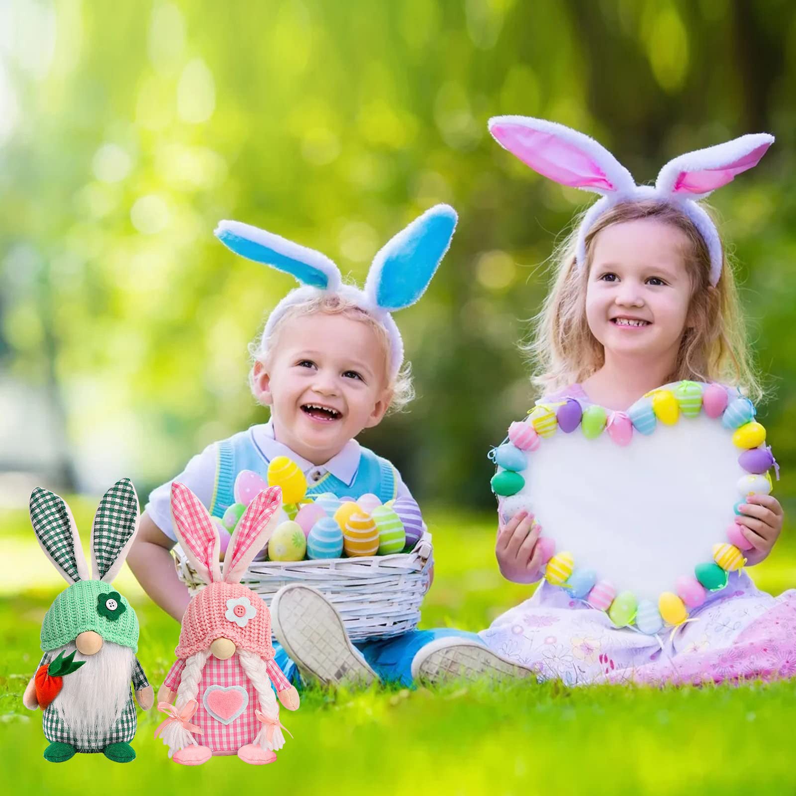 Wholesale new Easter faceless doll checkered rabbit ears desktop decoration rabbit  decorations