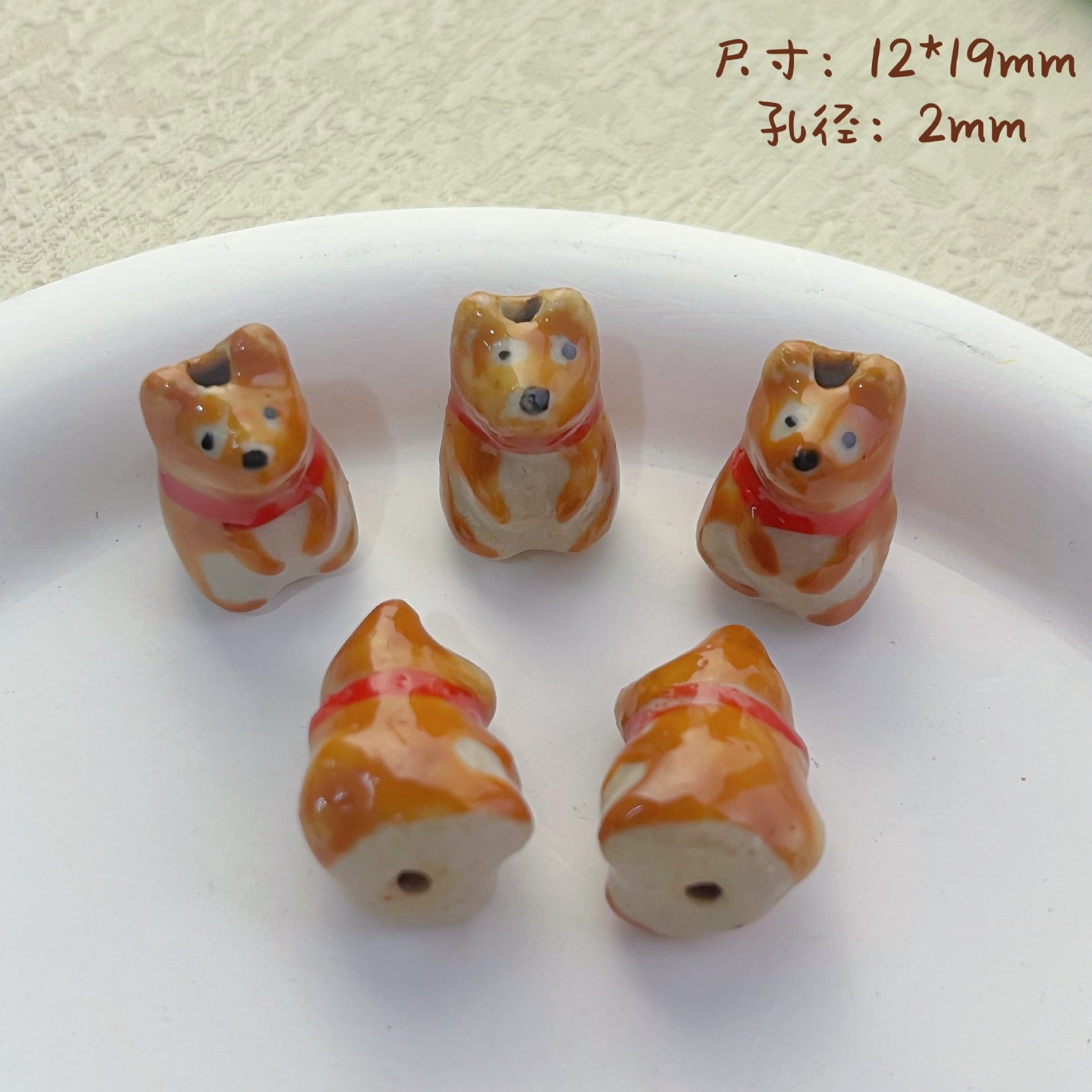 Wholesale 10pcs ceramic colored dog Beads