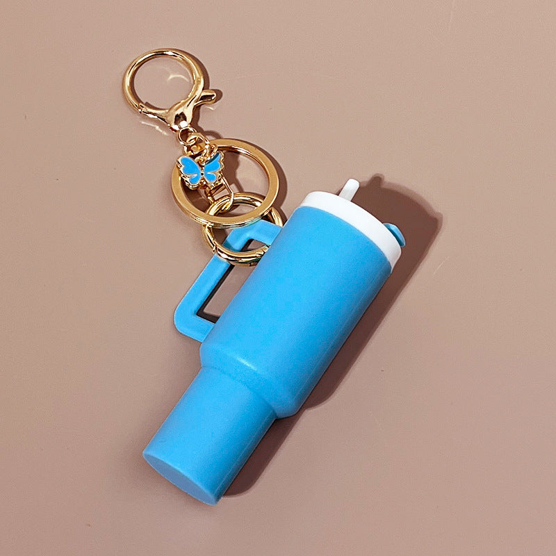 Wholesale New Butterfly Ice Cup Mini Tumbler Cup Keychains with Key Chain Pendant Can Put Lipstick Backpack Small Pendant Can Wrap