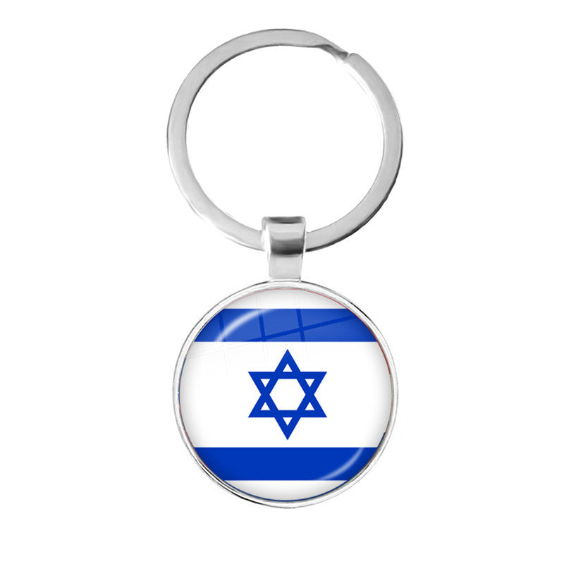 Wholesale Zinc Alloy National Flag Time Gem Keychain