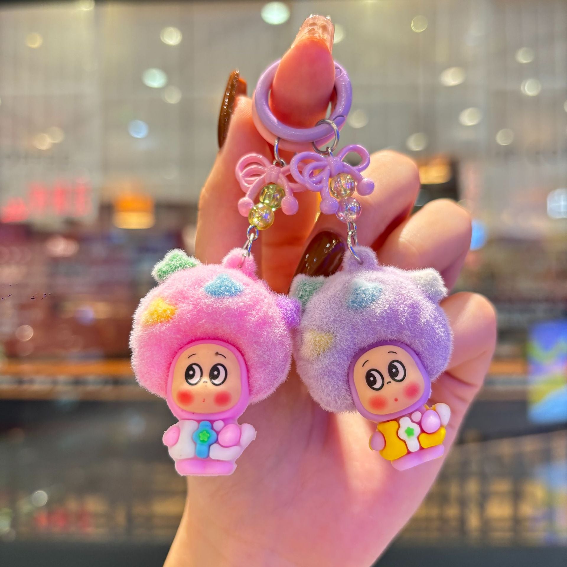 Wholesale Plush Explosion Head Cute Cartoon Pvc Soft Glue Keychain