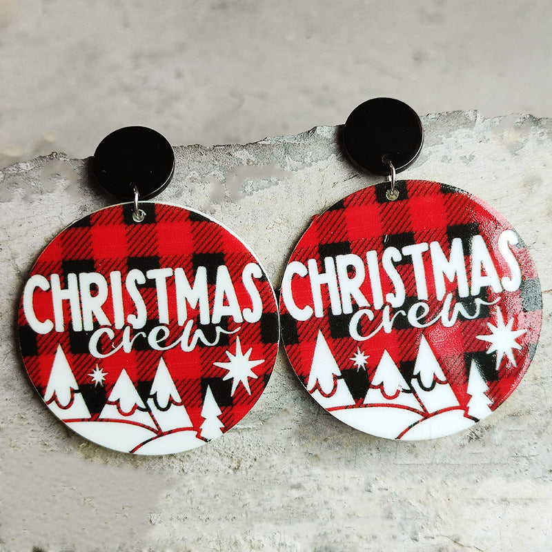 Wholesale 2 Pair/Pack Retro Plaid Leopard Print Christmas Bright Oil Acrylic Earrings