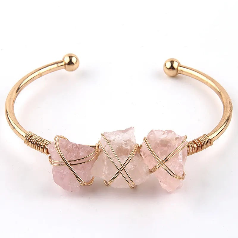 Wholesale Natural Stone Fashion Crystal Open Bracelet