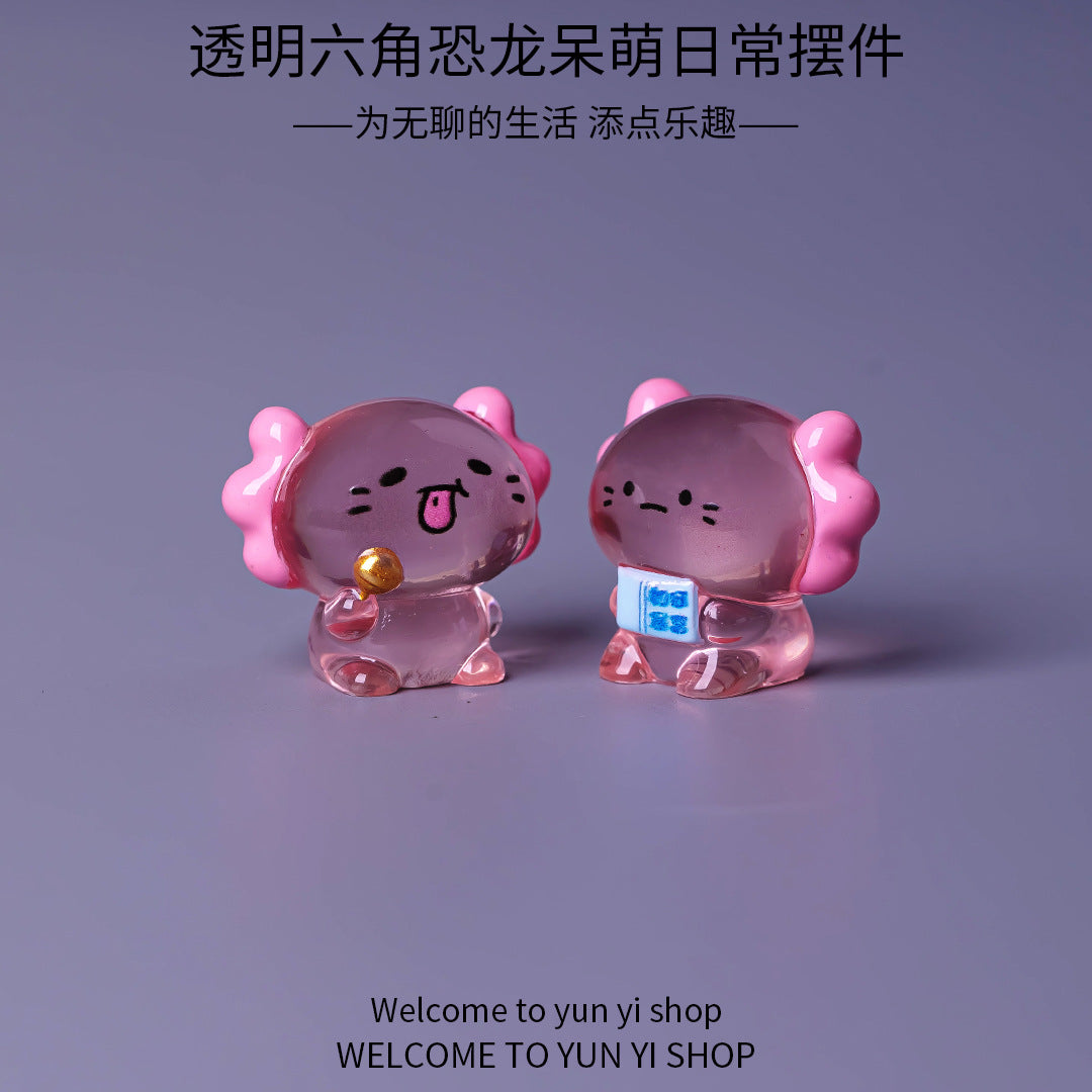 Wholesale Resin Cartoon Cute Transparent Hexagon Dragon Ornament Home Decor Gift Resale