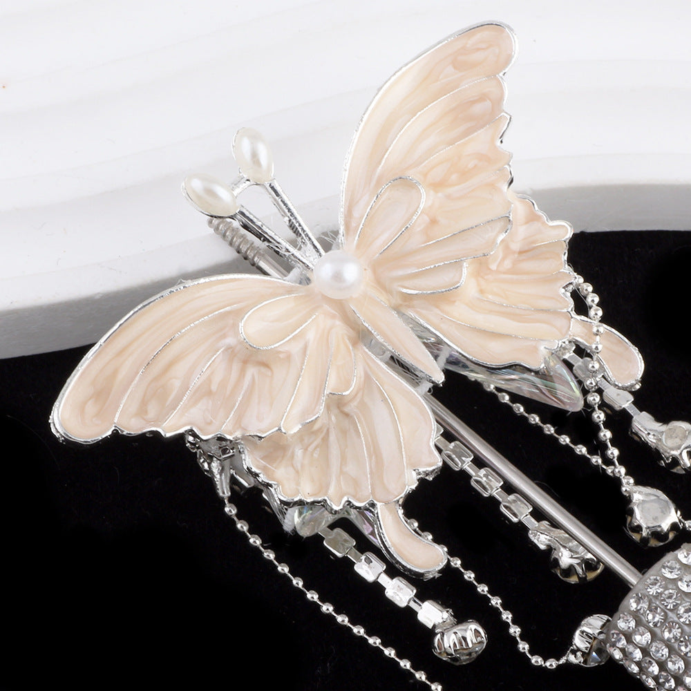 Wholesale 4pcs/pack 3D High-end Three-dimensional Butterfly Diamond Ball Can Wear Straight Hole DIY Beads