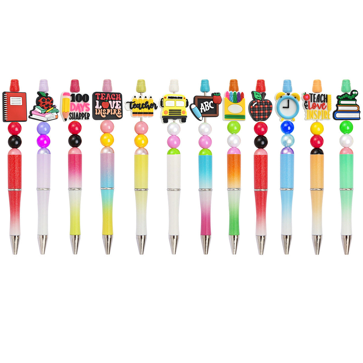 Wholesale Random 100pcs/pack DIY School Season Ballpoint Pen Beaded