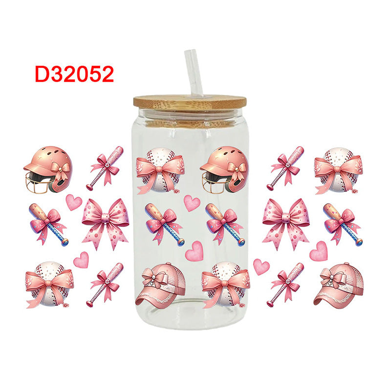 Wholesale Colorful Ball Bow Cartoon 16oz Cup UV DTF Wraps