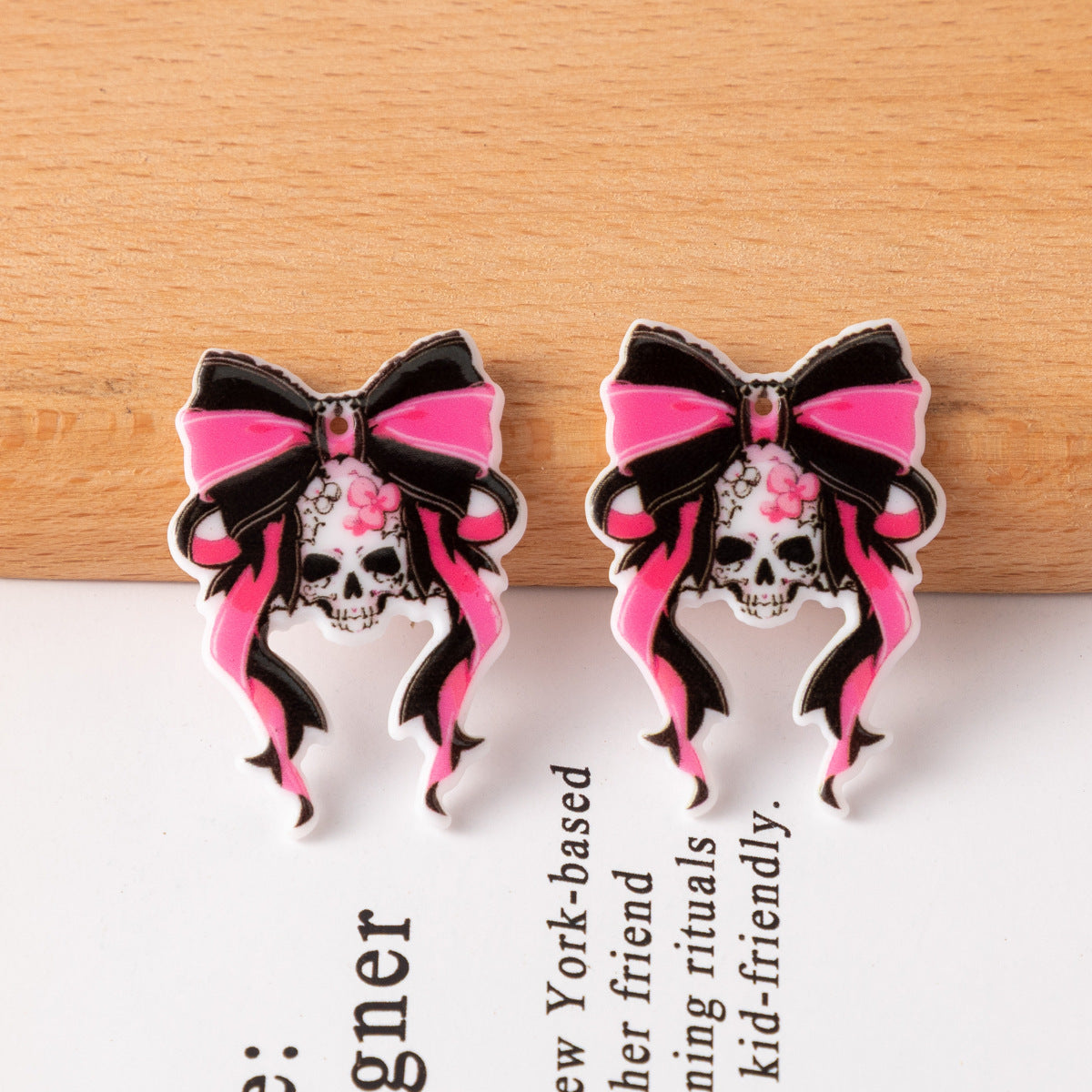 Wholesale Halloween Skull Charm Bow Tie Ribbon Accessories FlatBack