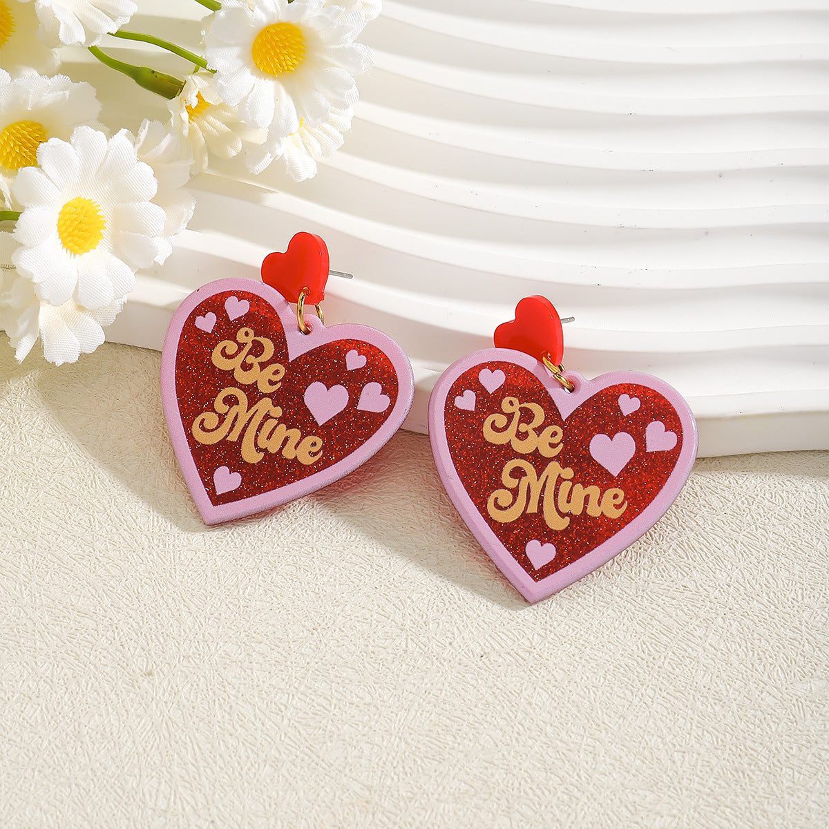 Wholesale Valentine' s Day Love Whale Wine Glass Letter Set Acrylic Earrings