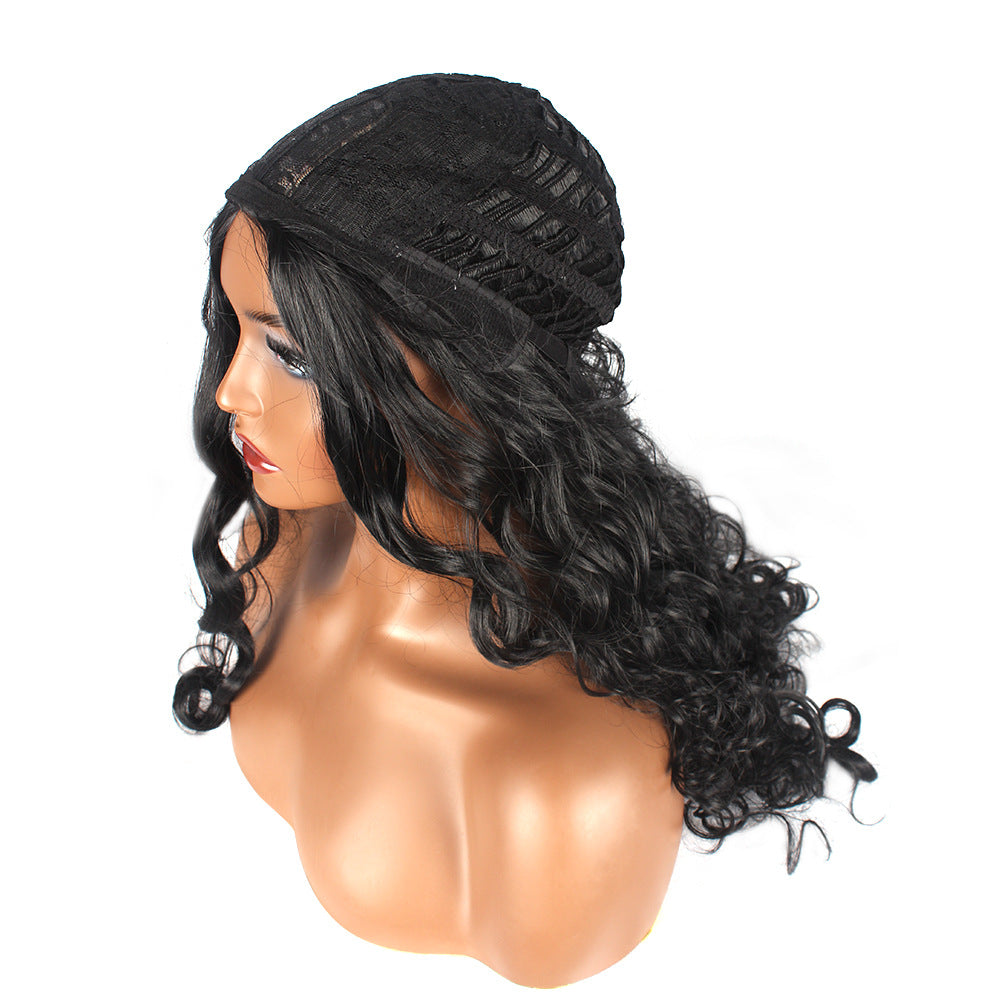 Wholesale Matte high temperature silk chemical fiber wig women's African black long hair small curly headpiece