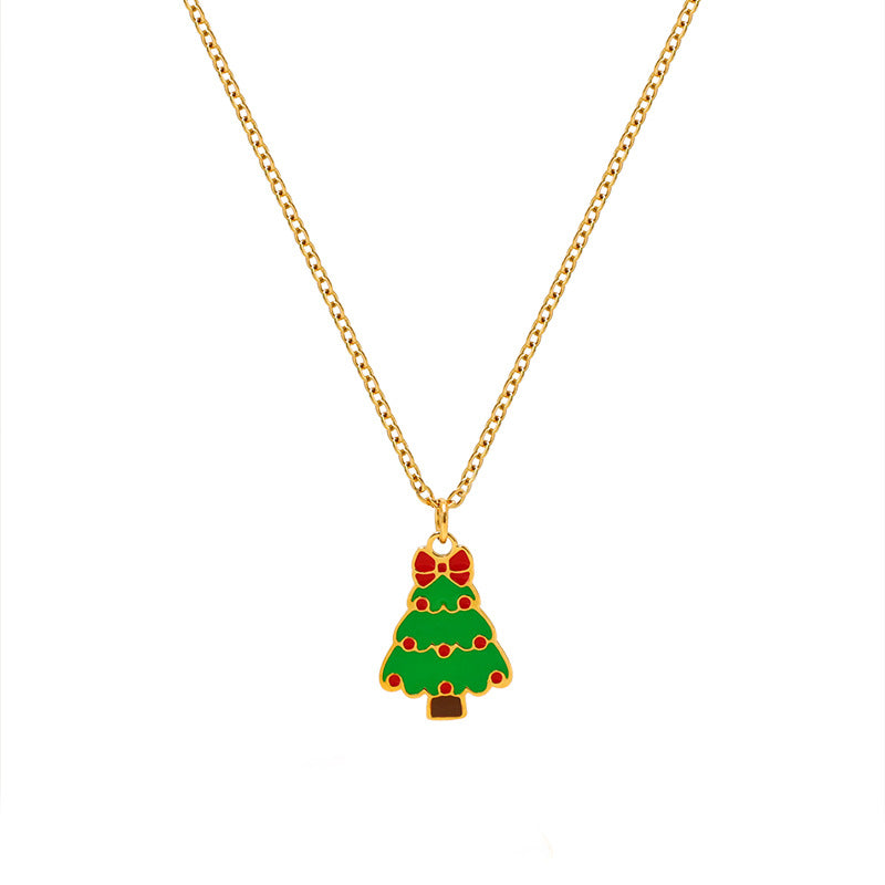 Wholesale Christmas Elk Snowman Bell Necklace