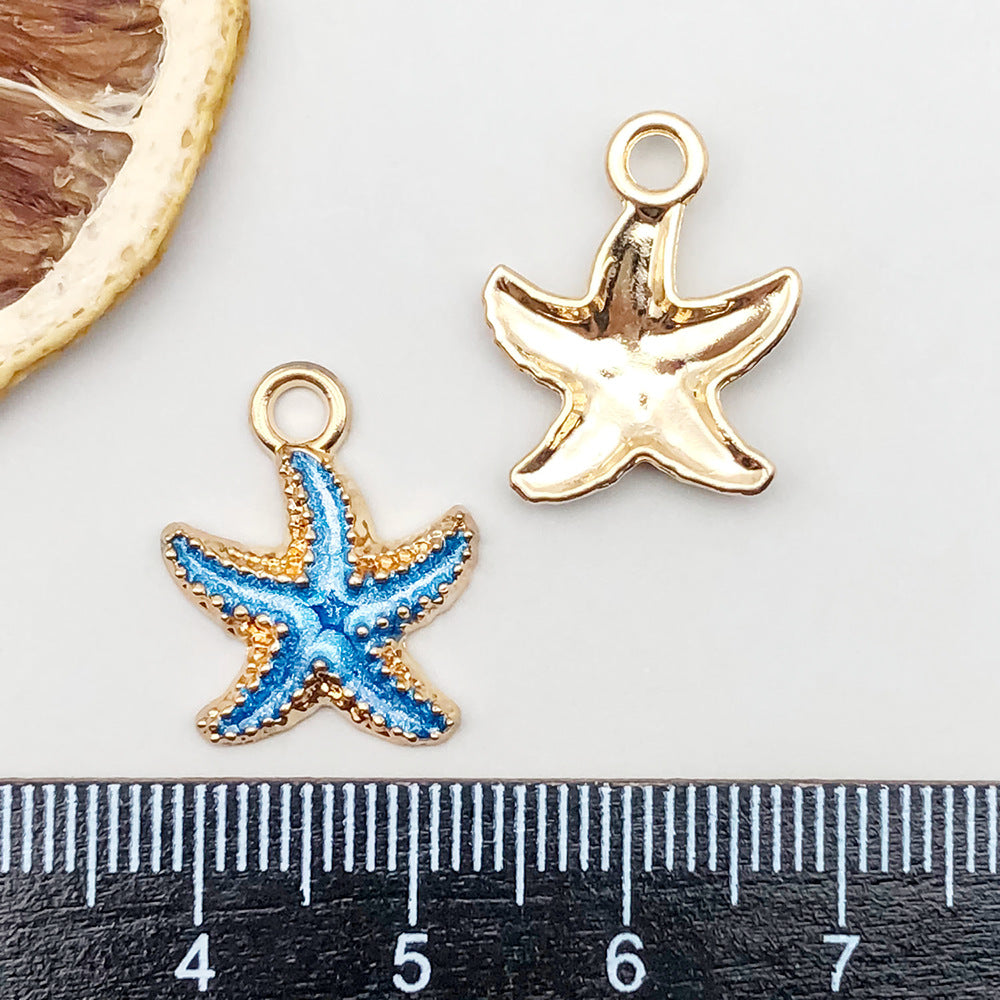 Wholesale 1 New Colored Drip Oil Alloy Simulation Shell Starfish Series DIY Pendant