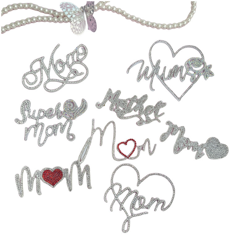 Wholesale 5PCS/PACK Mother's Day Sparkling Diamond Acrylic Cake Decoration