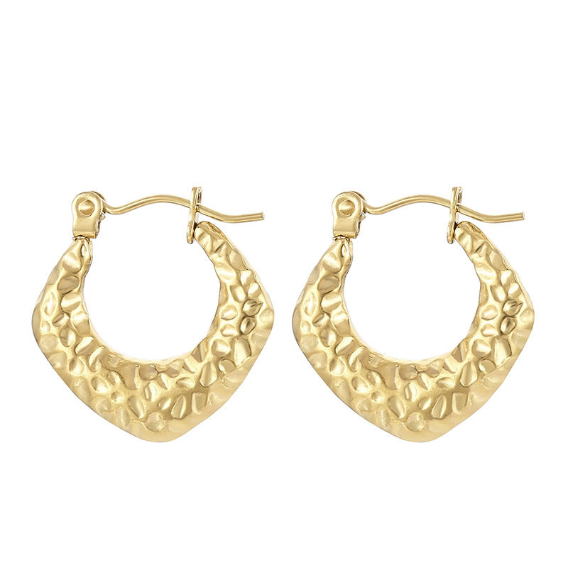 Wholesale Retro Geometric Irregular C Shape Polka Dot Gold Plated Earrings