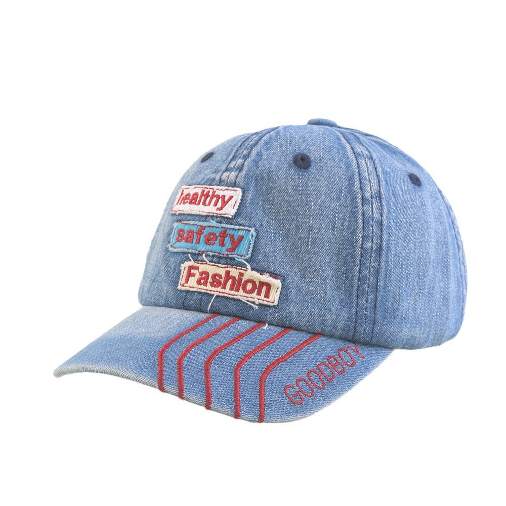 Wholesale Denim Soft Top English Label Children's Peaked Cap
