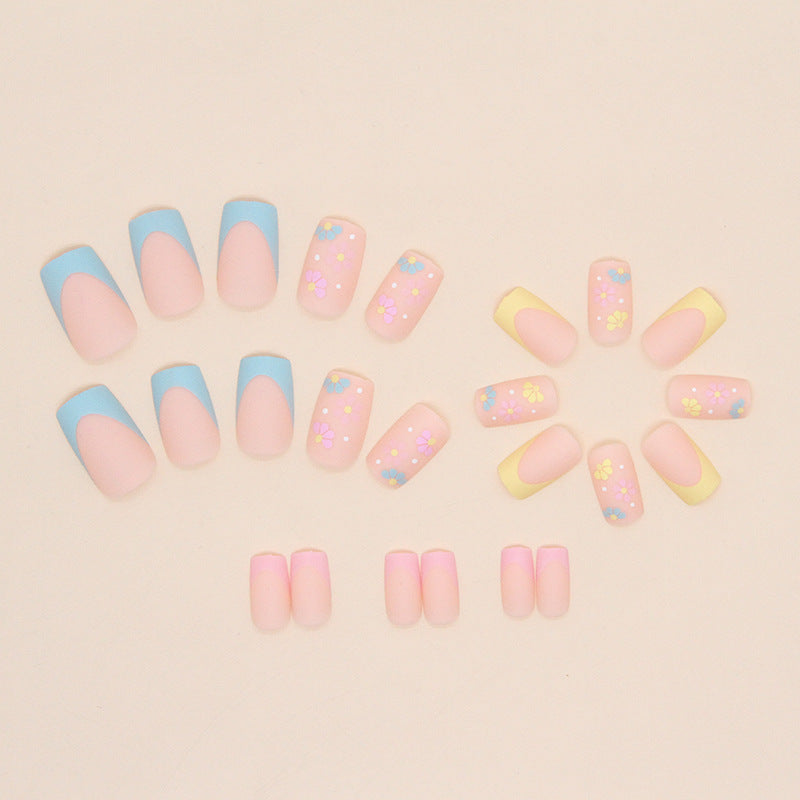 Wholesale Colorful Cute Flower Medium Length Nail Stickers