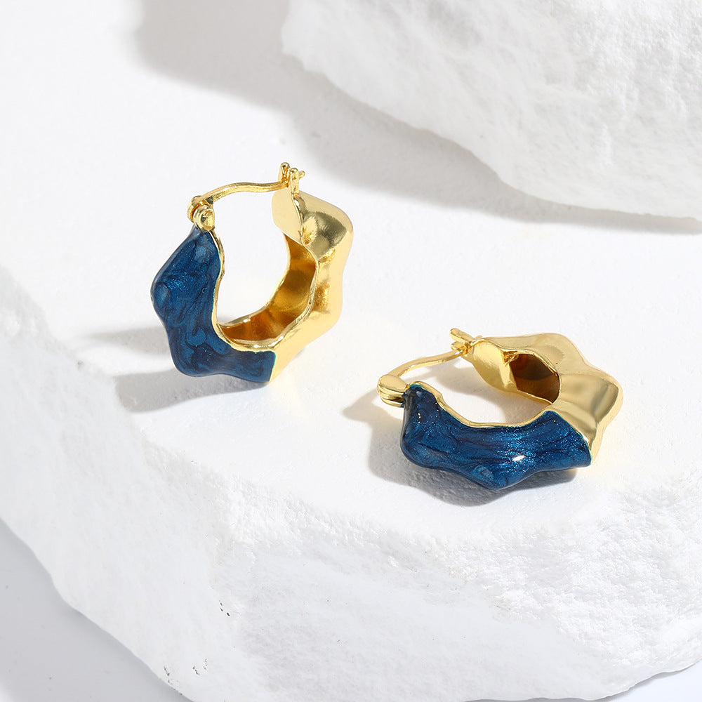 Wholesale Fashion Wavy Colorful Oil Drop Earrings