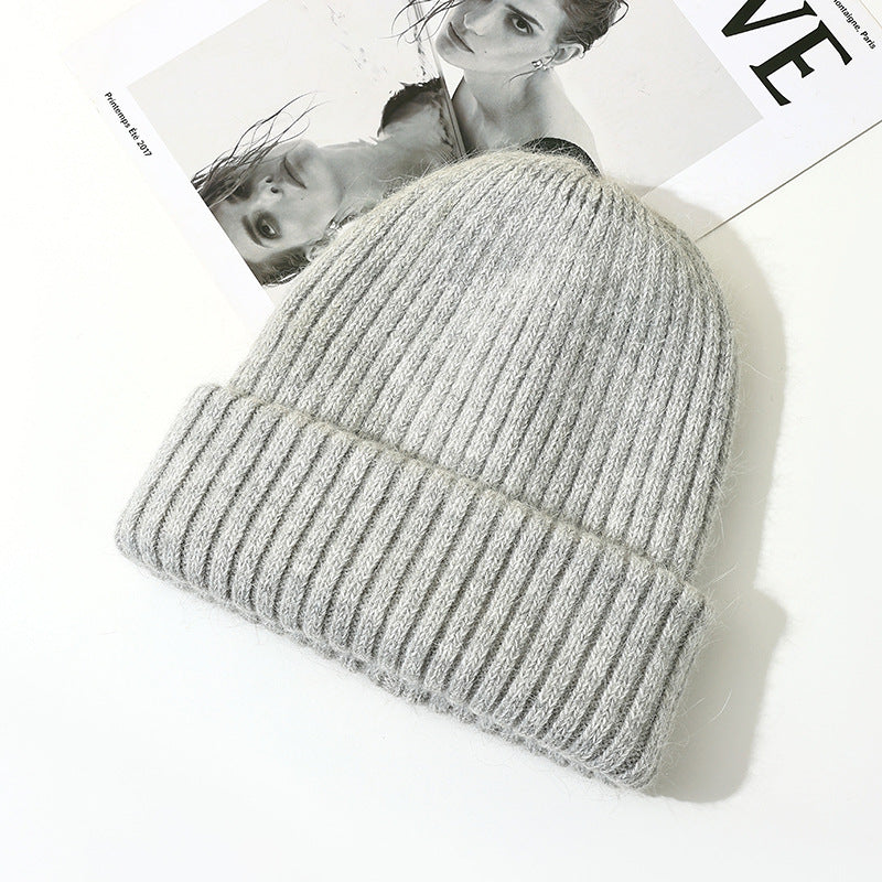 Wholesale Rabbit Fur Knitted Double Layer Thickened Beanie
