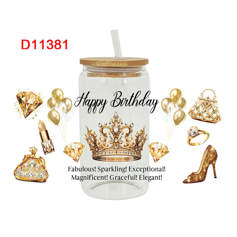 Wholesale Birthday Gift Series 16oz Cup UV DTF Wraps