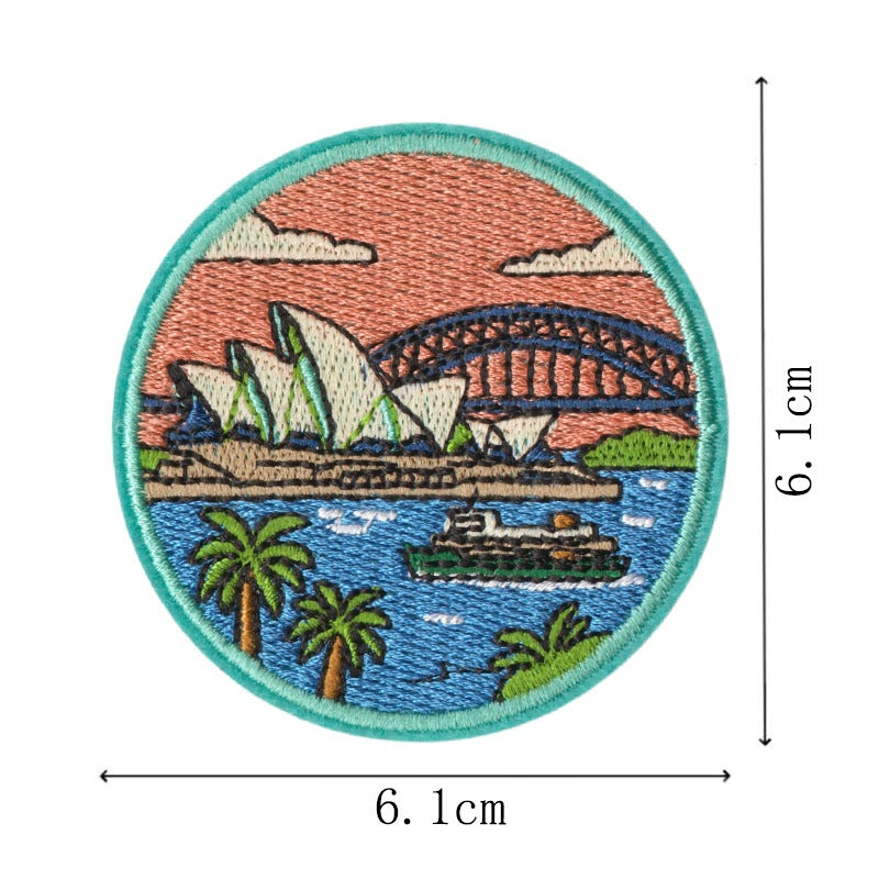 Wholesale World Landmark Embroidered Iron On Patches 9 Pack Commemorative Souvenir Badge Style No Sew DIY Decorative For ets Craft Accessory