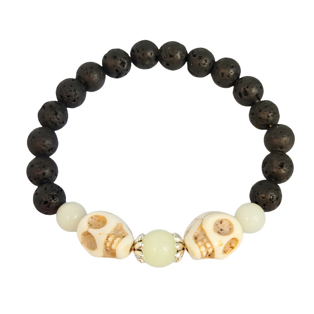 Wholesale  White Turquoise Skull   Ghost Head Volcanic Stone  Luminous Bracelet
